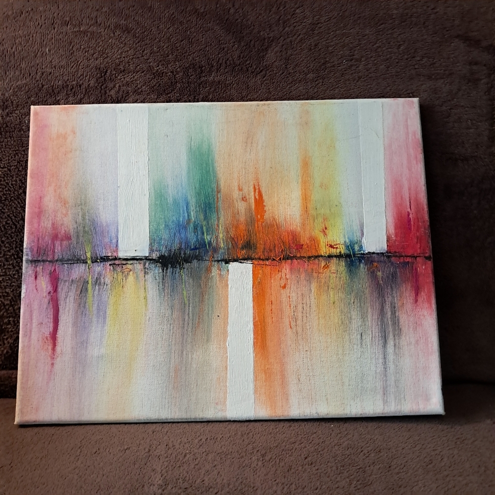 Hand Painted Canvas Oil Paint Colorful Abstract Modern Art